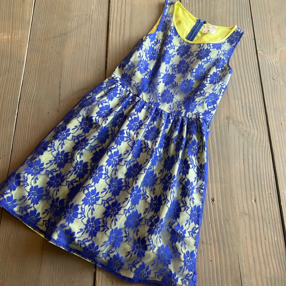 Blue Floral Lace Fit & Flare Dress - Unbranded